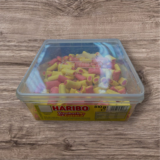 Haribo rhubarb and custard tub