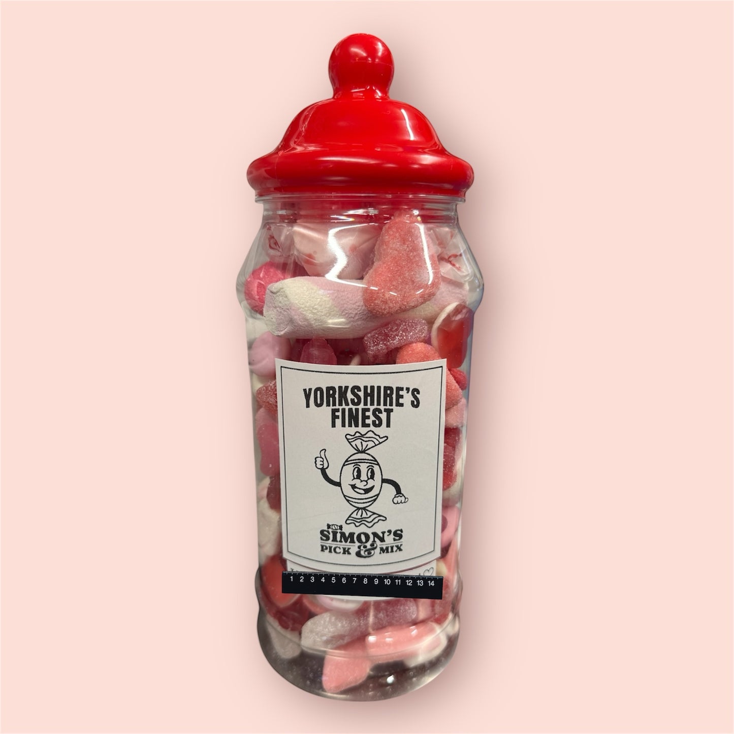 * Pink and red sweetie jar