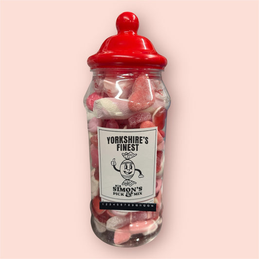 * Pink and red sweetie jar
